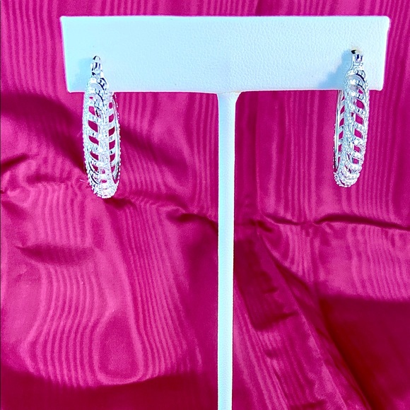 Diamond Accent Hoop Earrings - Picture 4 of 7